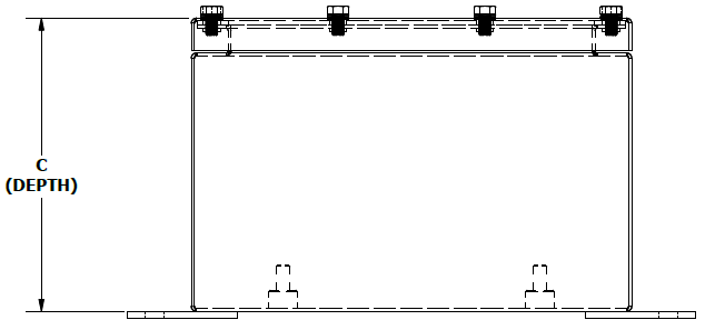 GSMI Compact Waterproof Enclosure Technical wireframe of GSMI Series compact - Side View